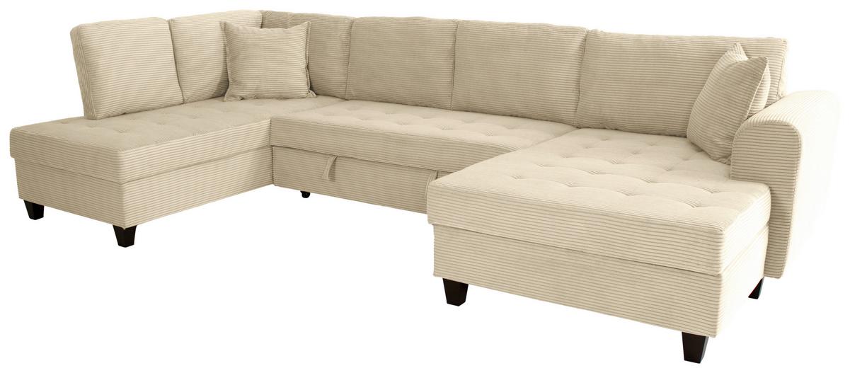 Kutna Garnitura Moritz - krem, Trend, tekstil (178/324/155cm)