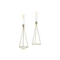 Kerzenhalter-Set Retro Design Goldfarben 2-teilig - Goldfarben, Basics, Metall (9,5/24,2cm) - Echtwerk