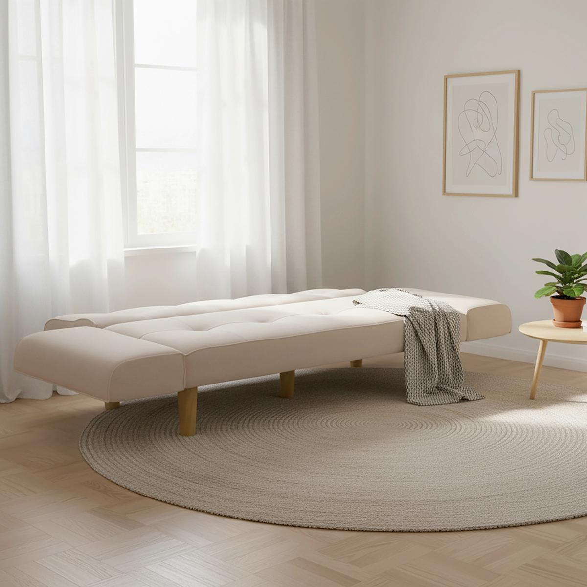 Canapea extensibila MIRIAM - bej, Modern, lemn/textil (176/71/85cm) - Bessagi Home