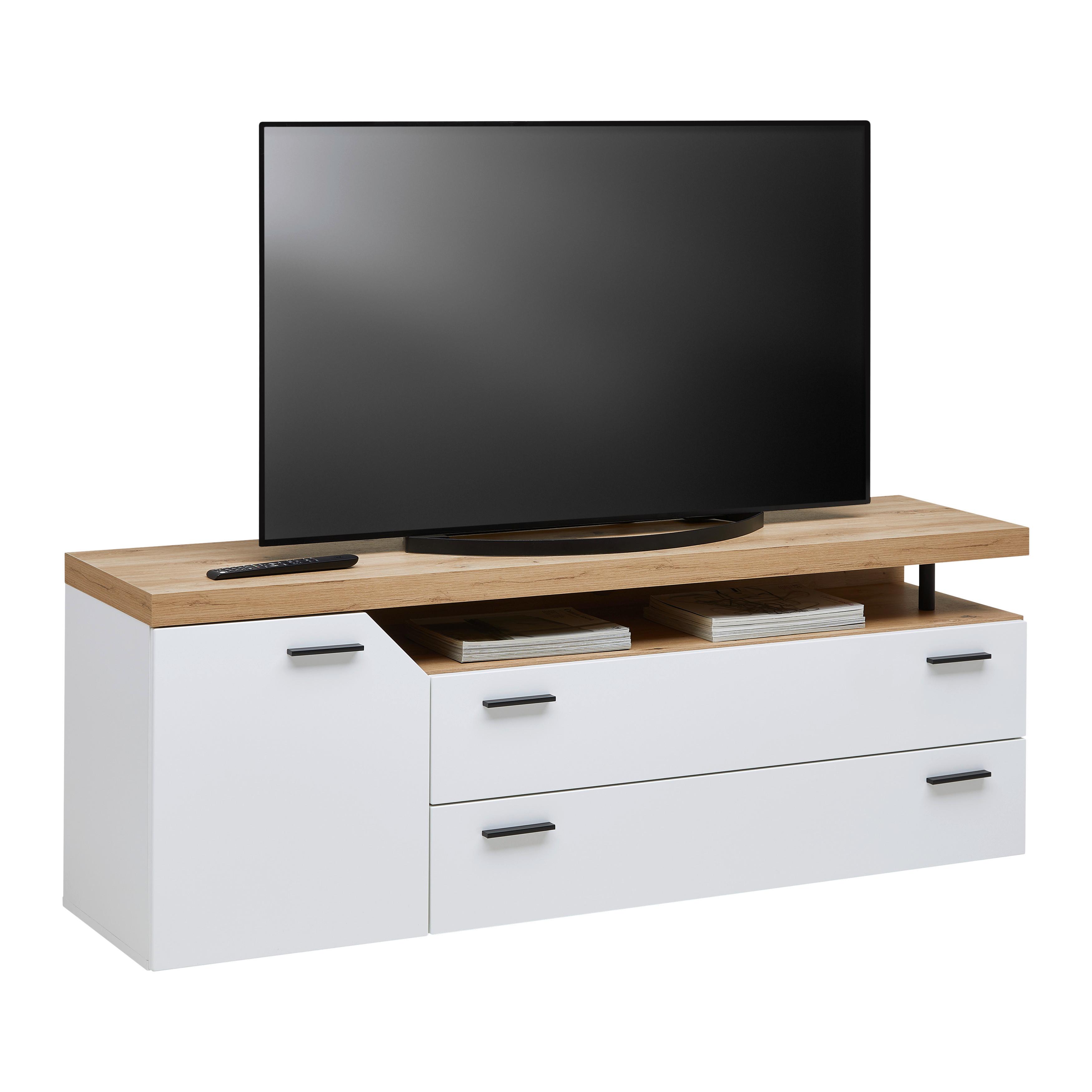 Lowboard Nico Weiss/Eichefarben - Modern, Holzwerkstoff/Kunststoff (160/59/40cm) - Mömax
