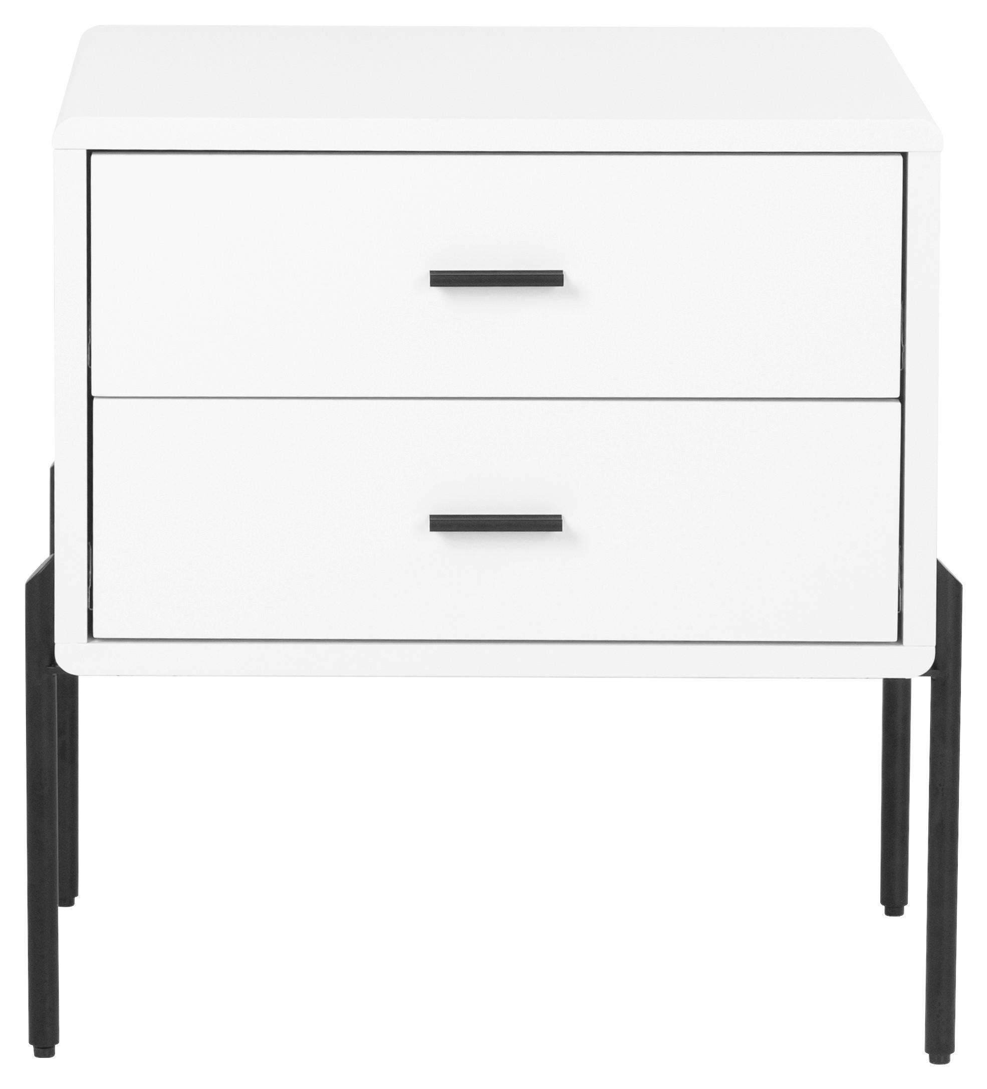 Nachttisch Pelotas Weiß/Schwarz - Schwarz/Weiß, MODERN, Holzwerkstoff/Metall (50/60/40cm) - Premium Living
