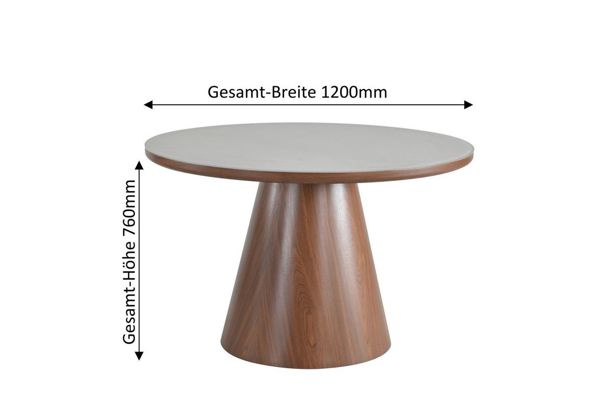 Jedilna Miza Maris, Barva Oreha, Ø 120 - barva oreha/bež, Moderno, steklo/leseni material (120/75cm) - MID.YOU
