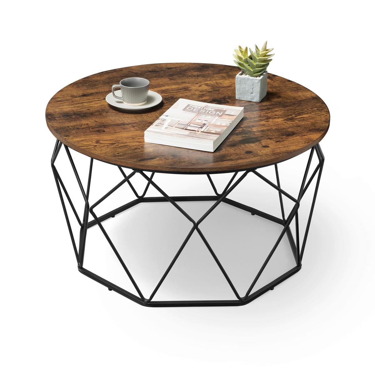 COUCHTISCH COFFEE TABLE - Schwarz/Braun, MODERN, Holzwerkstoff/Metall (80/80/45cm) - MID.YOU