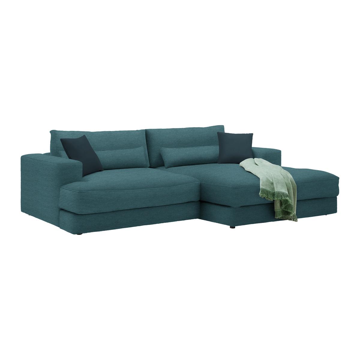 Ecksofa Fabiona rechts Petrol - Petrol/Schwarz, Modern, Holz/Kunststoff (268/85/194cm) - Premium Living