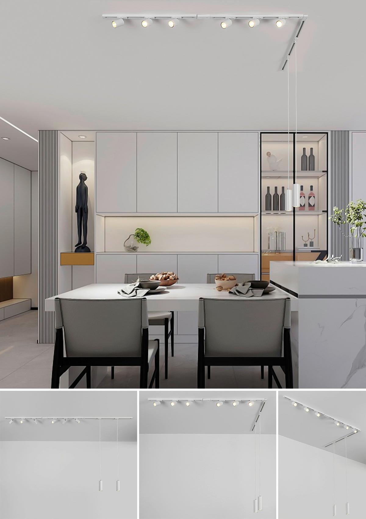 SYSTEM SZYNOWY BINE - biały/kolor chromowy, Trend, tworzywo sztuczne/metal (262cm) - Novel