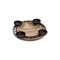 WIENIEC ADWENTOWY KERZENHALTER - kolor naturalny, Basics, metal/drewno (30/7cm)