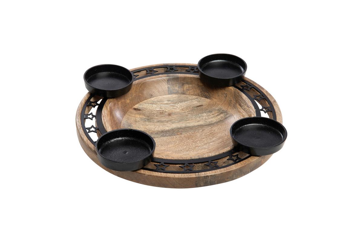 WIENIEC ADWENTOWY KERZENHALTER - kolor naturalny, Basics, metal/drewno (30/7cm)