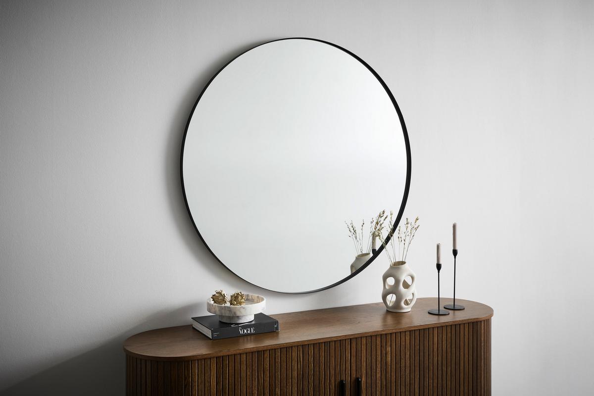 LUSTRO ŚCIENNE KATIE - czarny, Trend, materiał drewnopochodny/metal (60/60/4cm) - Landscape