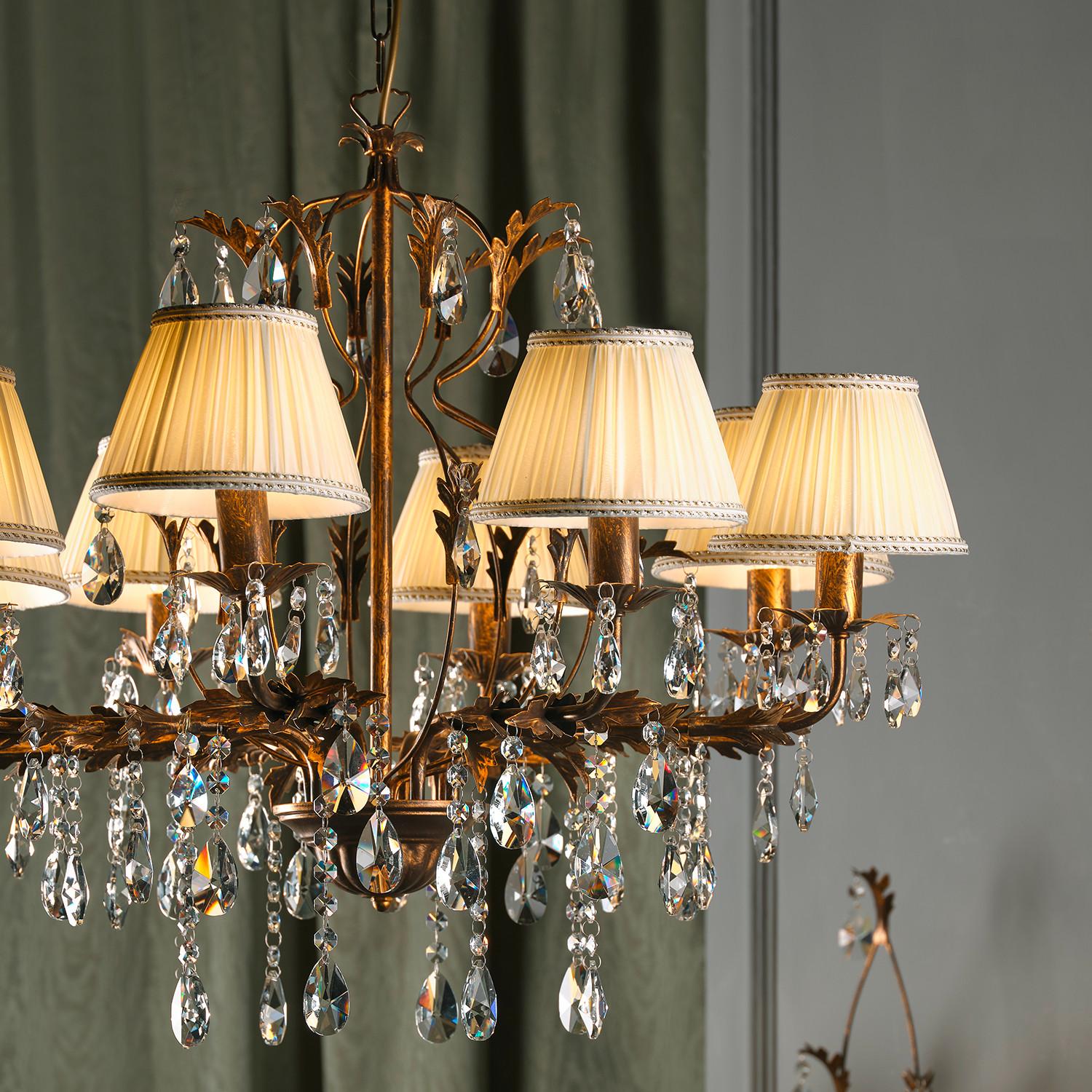 Kristall-Hängeleuchte Karen Bronzefarben max. 6 Watt - Bronzefarben, Design, Glas/Metall (80/105cm)