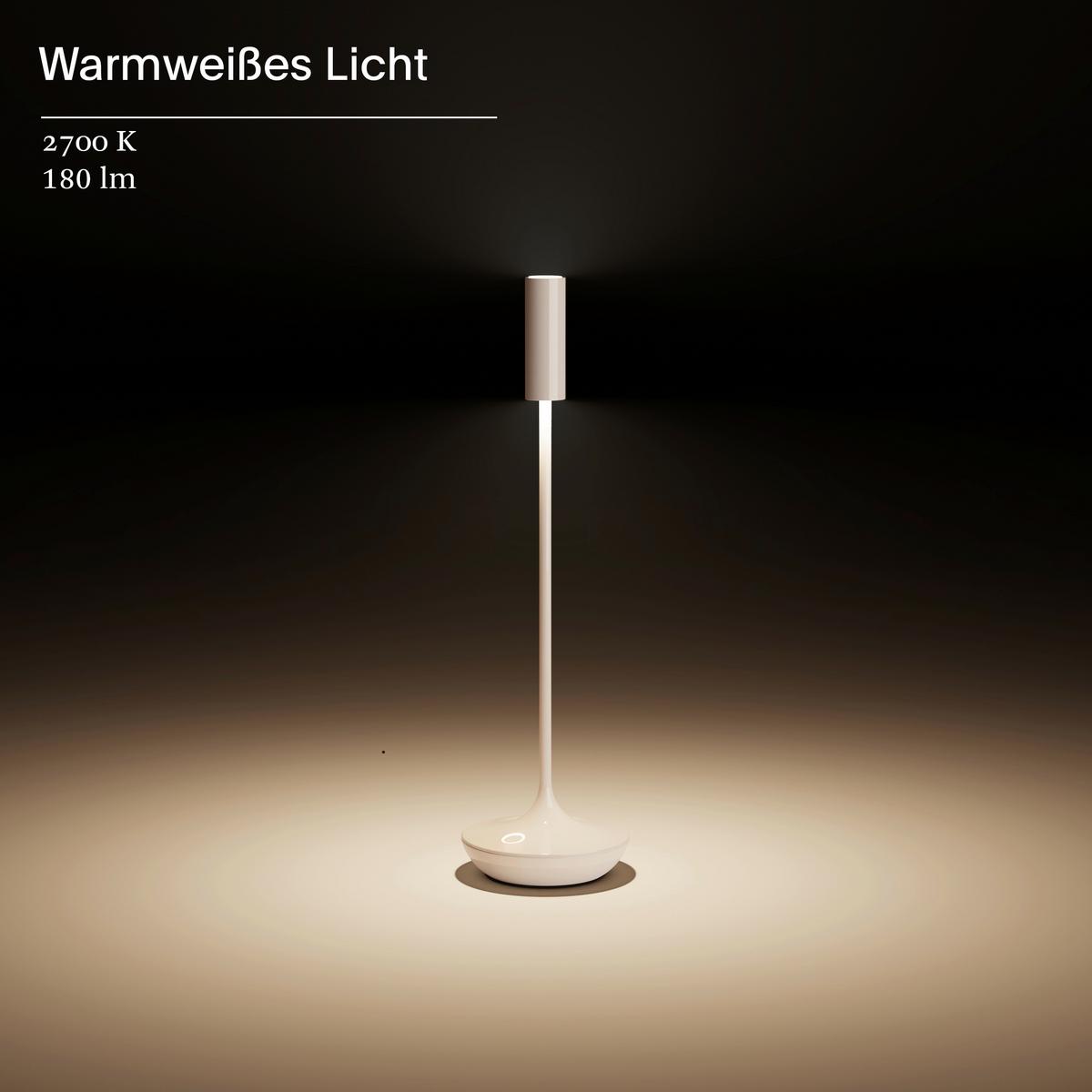 LAMPA STOŁOWA Z AKUMULATOREM 4564601 NUCANDLE - biały wysoki połysk/kolor chromowy, Konventionell, metal (8,5/8,5/30cm) - Sigor