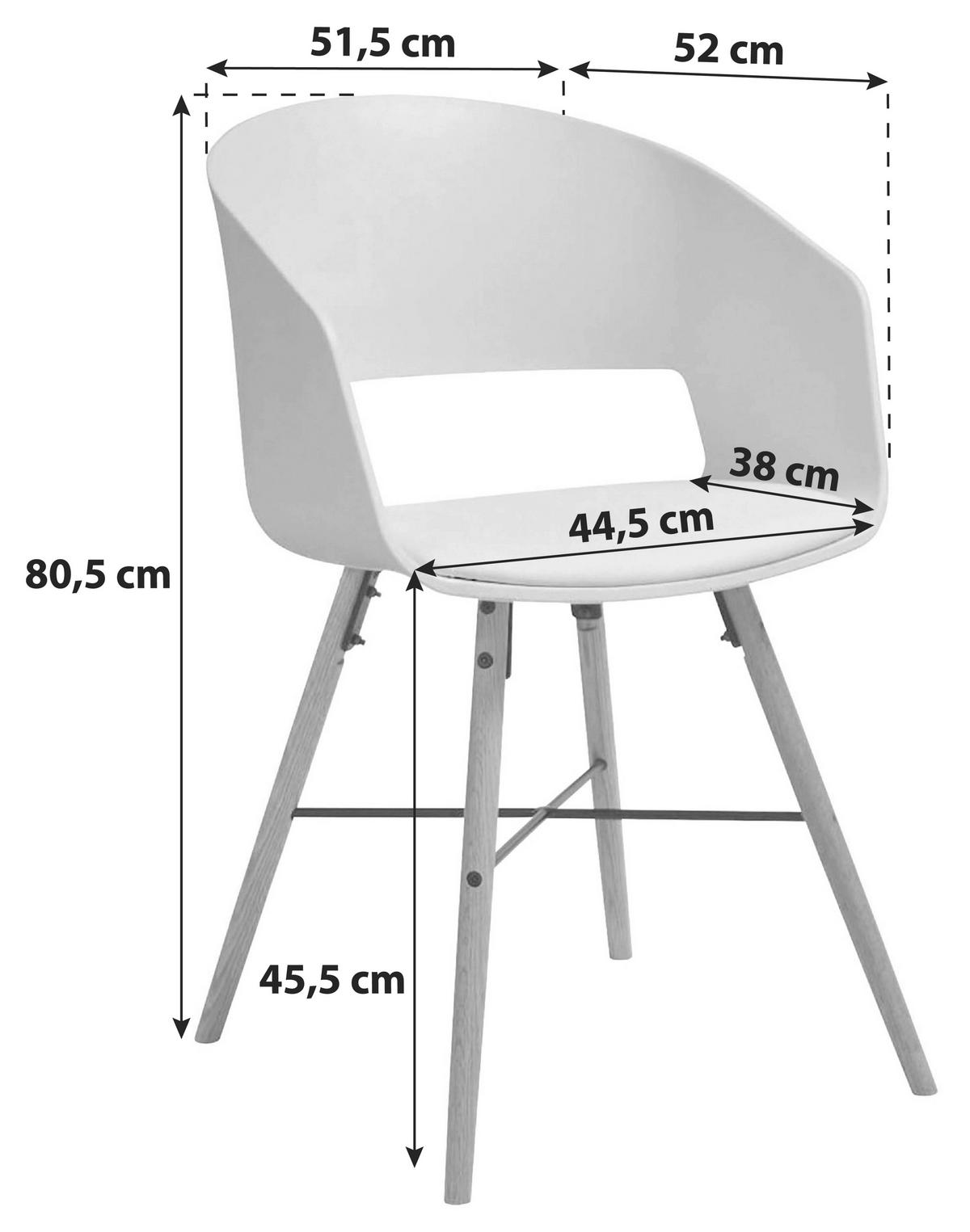 KRZESŁO Z PODŁOKIETNIKAMI LUNA 10 - kolor bukowy/biały, Lifestyle, tworzywo sztuczne/metal (51,5/80,5/52cm) - Livetastic