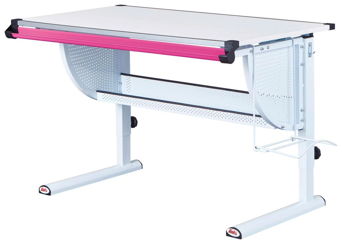 Schreibtisch Matts ca. 118x73 cm Weiß/Pink/Grün - Pink/Weiß, MODERN, Holzwerkstoff/Metall (118/73/63cm) - MID.YOU
