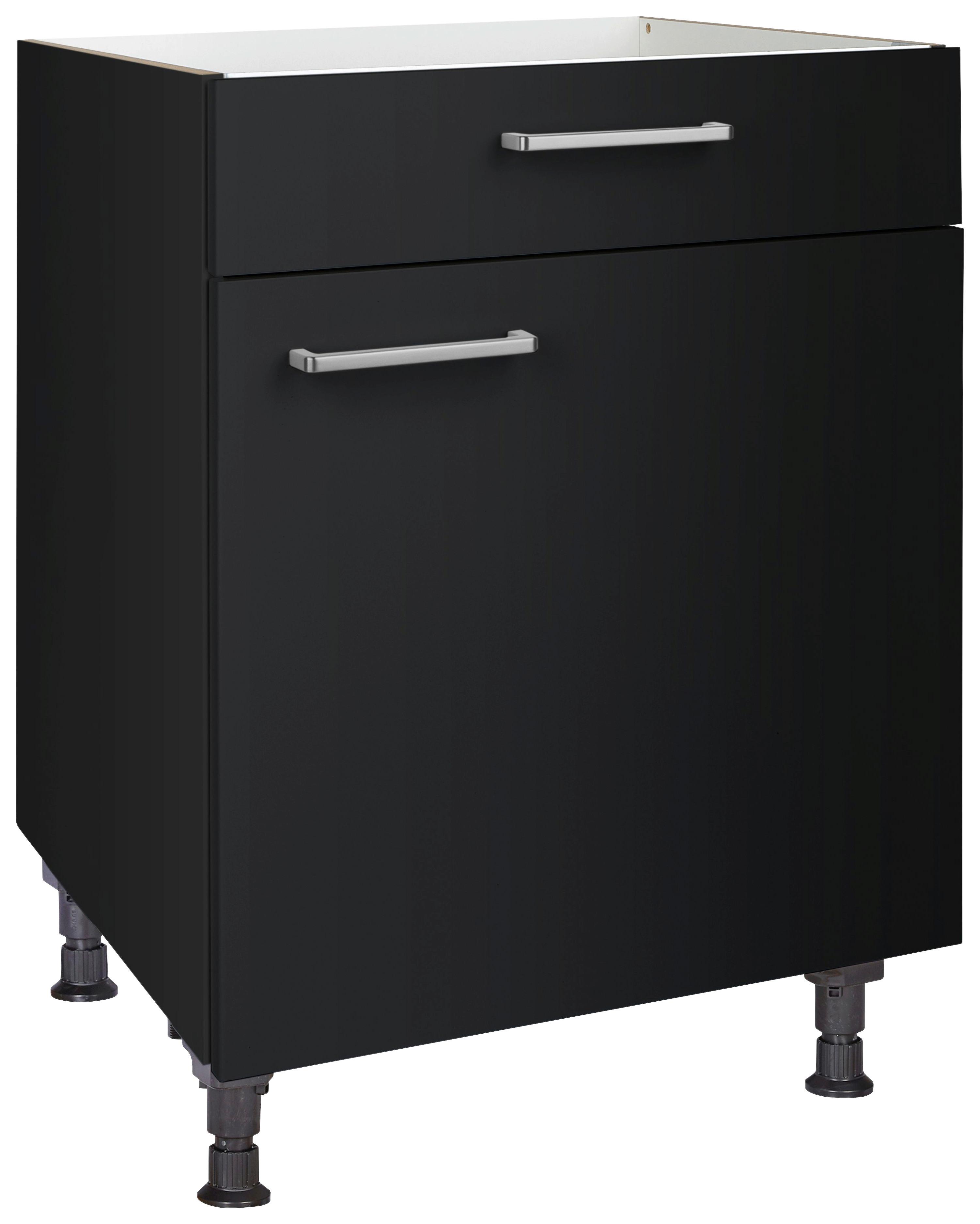 Kochfeldumbauschrank Touch Schwarz - Edelstahlfarben/Schwarz, MODERN, Holzwerkstoff/Metall (60/87/56cm) - Nobilia