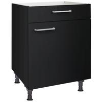 Kochfeldumbauschrank Touch Schwarz - Edelstahlfarben/Schwarz, MODERN, Holzwerkstoff/Metall (60/87/56cm) - Nobilia