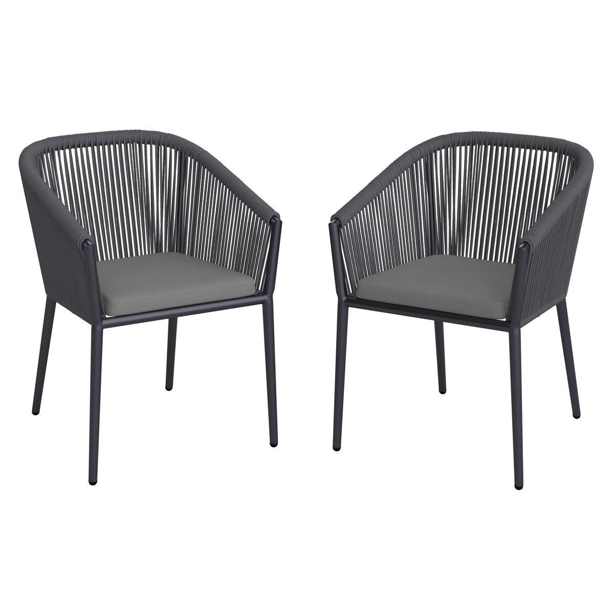 ZESTAW FOTELI OGRODOWYCH BENICIA - ciemnoszary/szary, Modern, metal/tkanina (56/76/65cm) - Bessagi Garden