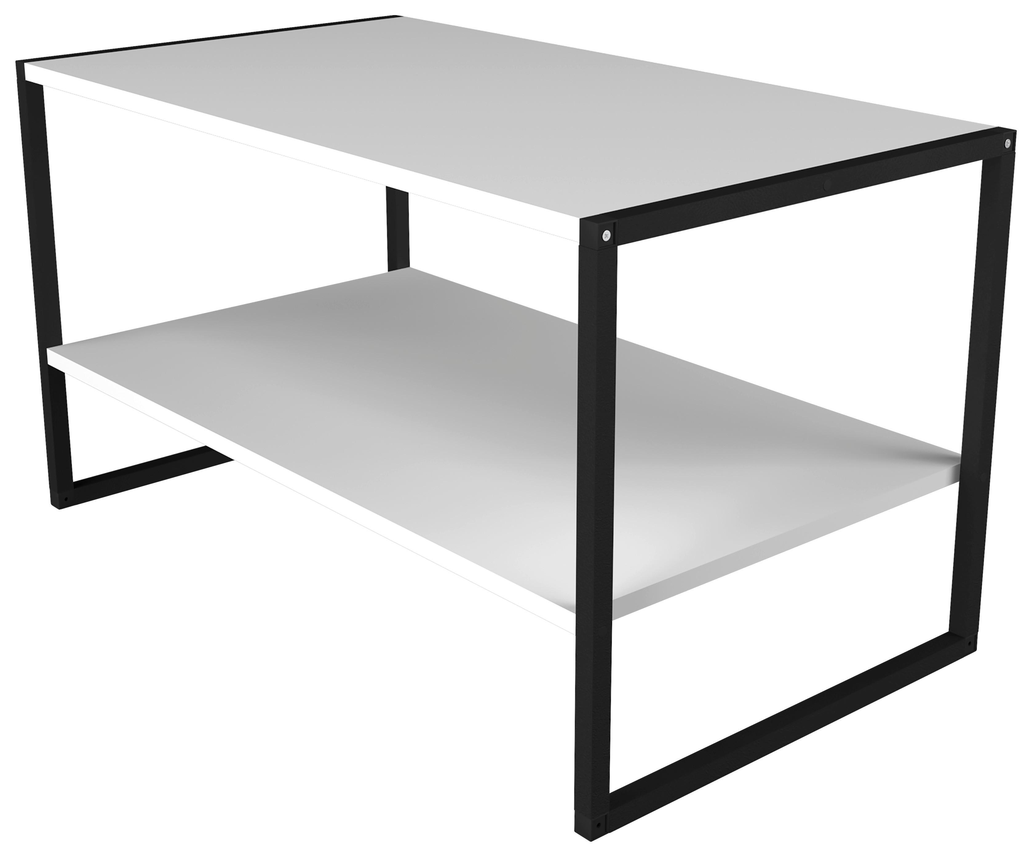 Couchtisch Insasi L - Weiss/Schwarz, Design, Holzwerkstoff/Metall (90/50/50cm) - MID.YOU