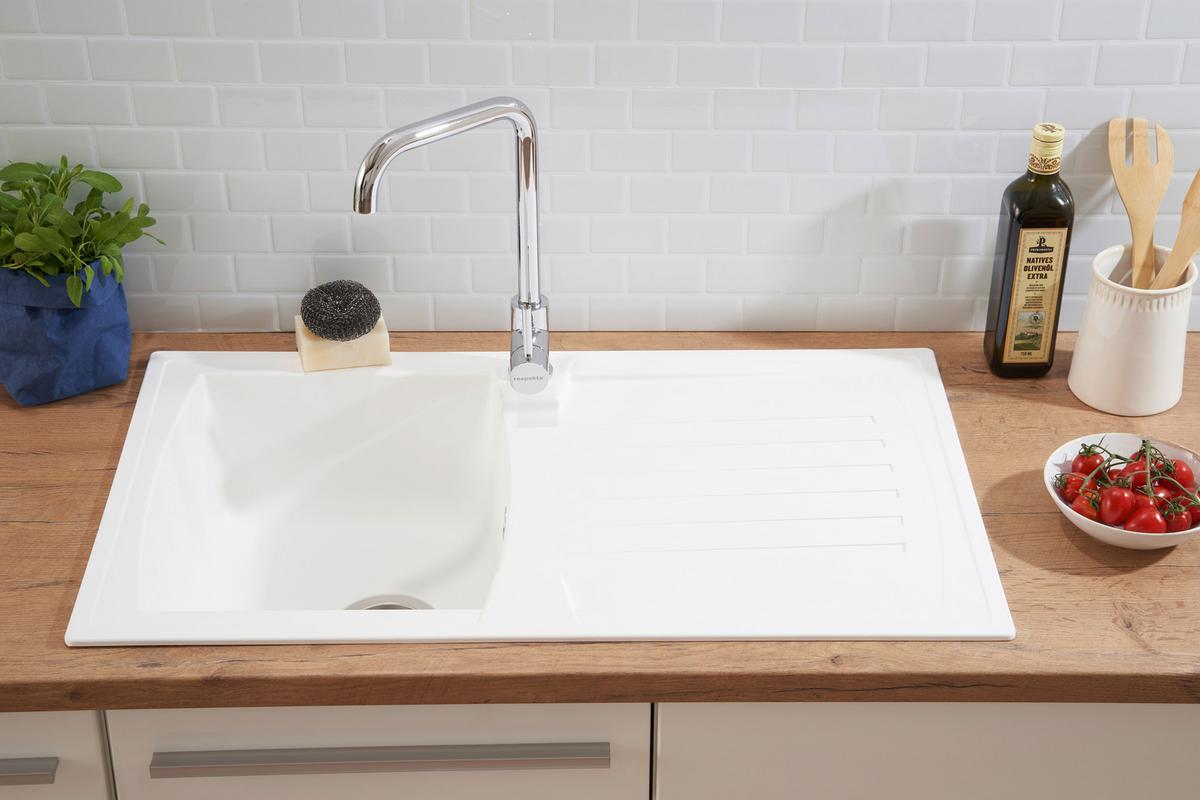 Pomivalno Korito Respekta Boston, 86x50cm - bela, Trend, kamen/umetna masa (86/20/50cm) - Respekta