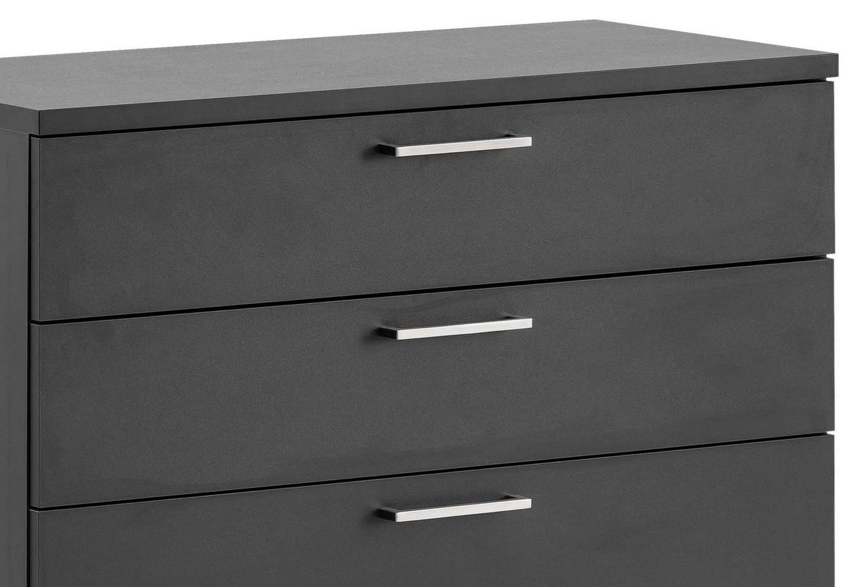 Kommode "Serie 1500" , anthrazit - Anthrazit/Silberfarben, KONVENTIONELL, Holzwerkstoff/Kunststoff (80,2/84,2/41cm) - MID.YOU