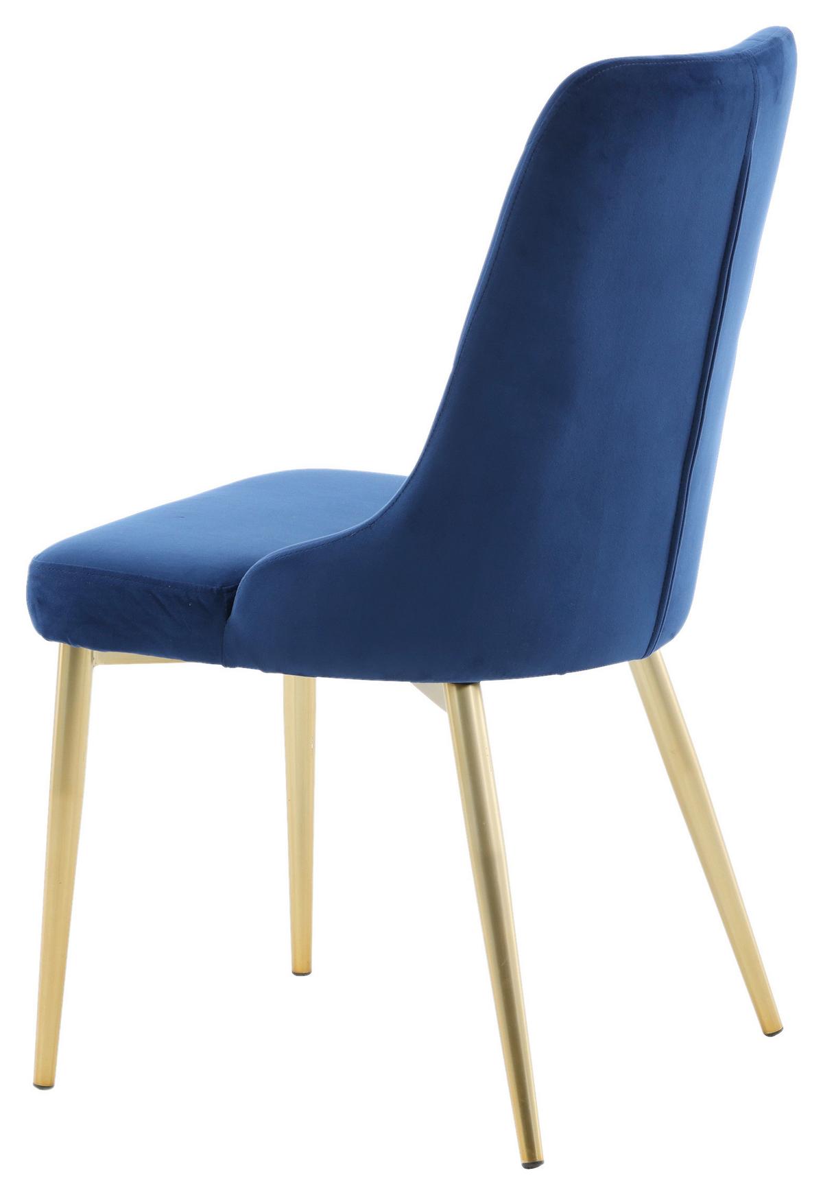 STUHL-SET VELVET DELUXE - Blau/Goldfarben, Design, Kunststoff/Textil (50/88.5/66cm) - Livetastic
