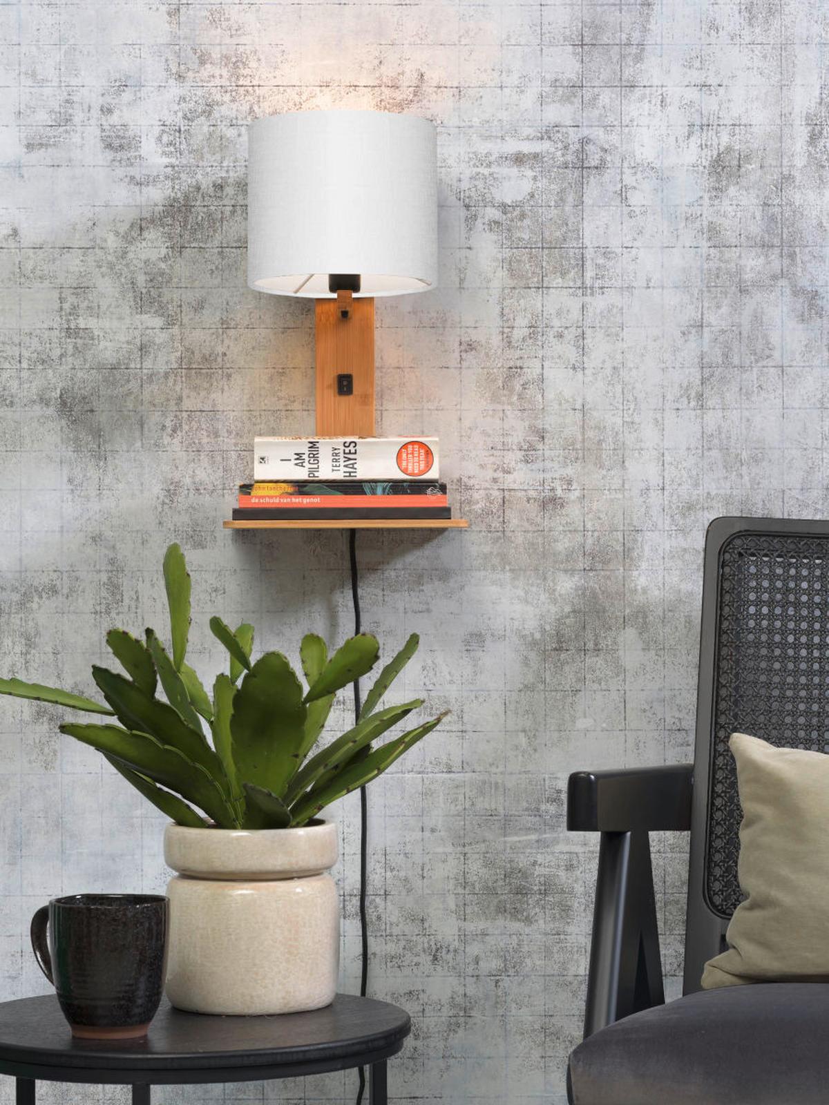 Stenska Svetilka Andes, Bela, Bambus - bela/naravne barve, Trend, tekstil/les (19/24/36cm) - Good & Mojo