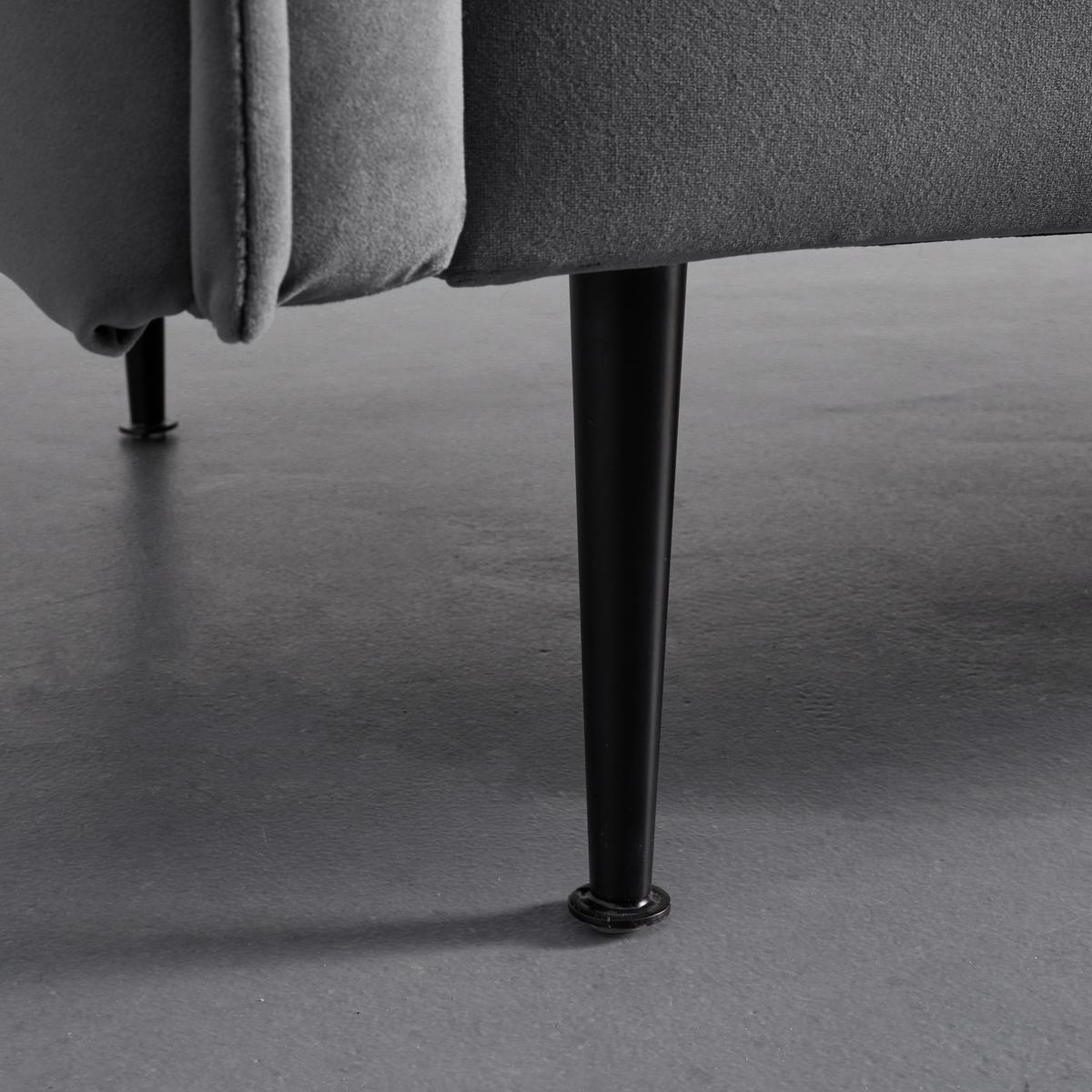 Sofa Yara Dunkelgrau Samt - Schwarz/Grau, MODERN, Holz/Textil (194/77/92cm) - Bessagi Home