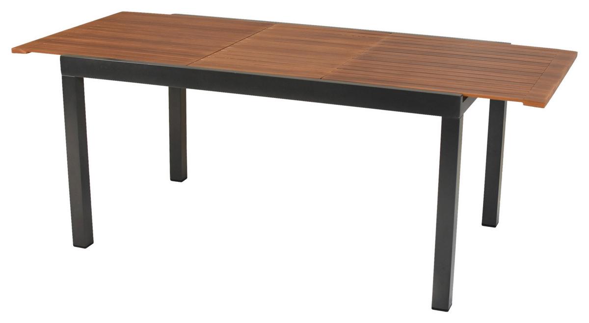 Raztegljiva Vrtna Miza Gardenson, 150-200x90cm - barve grafita/naravne barve, Moderno, kovina/leseni material (150/90/76,5cm) - Gardenson