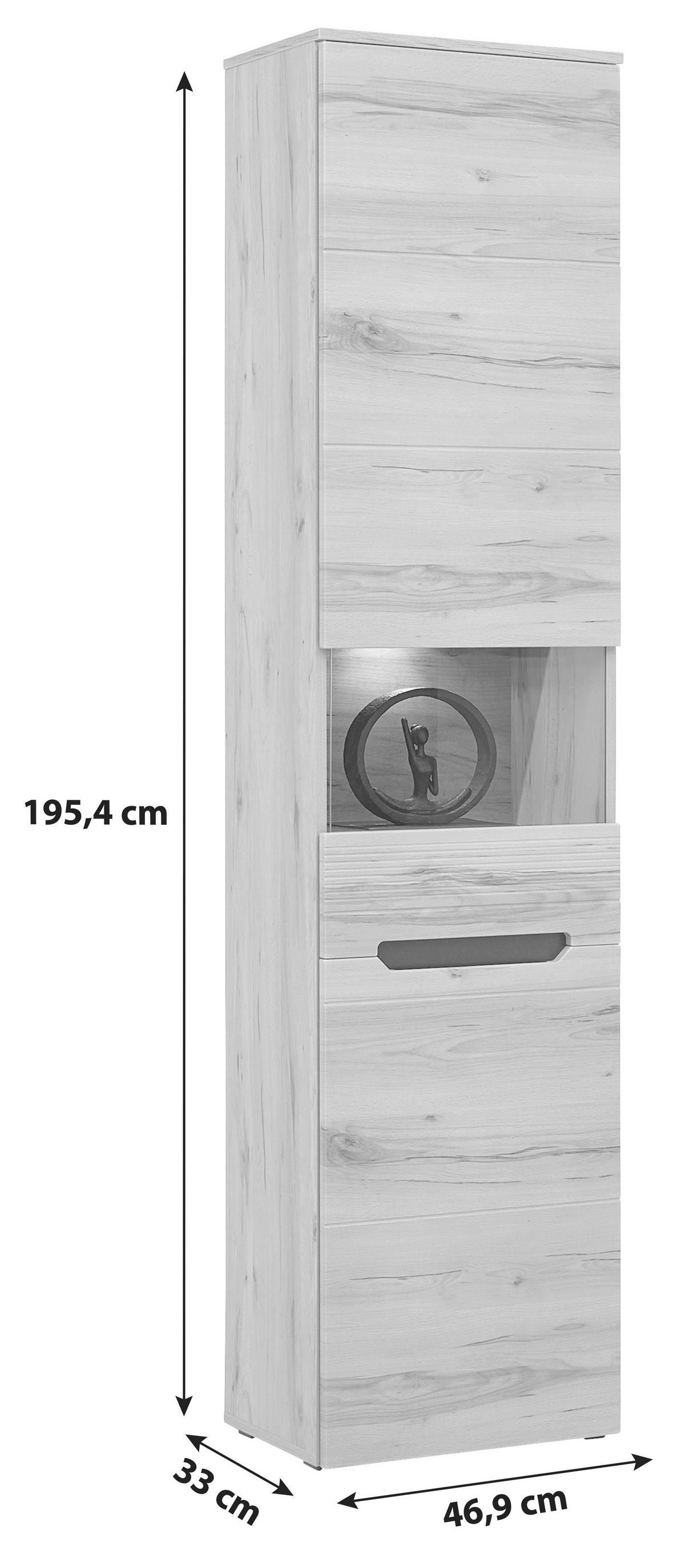Vitrină ALANA - Modern, sticlă/material pe bază de lemn (46,9/195,4/33cm) - Modern Living