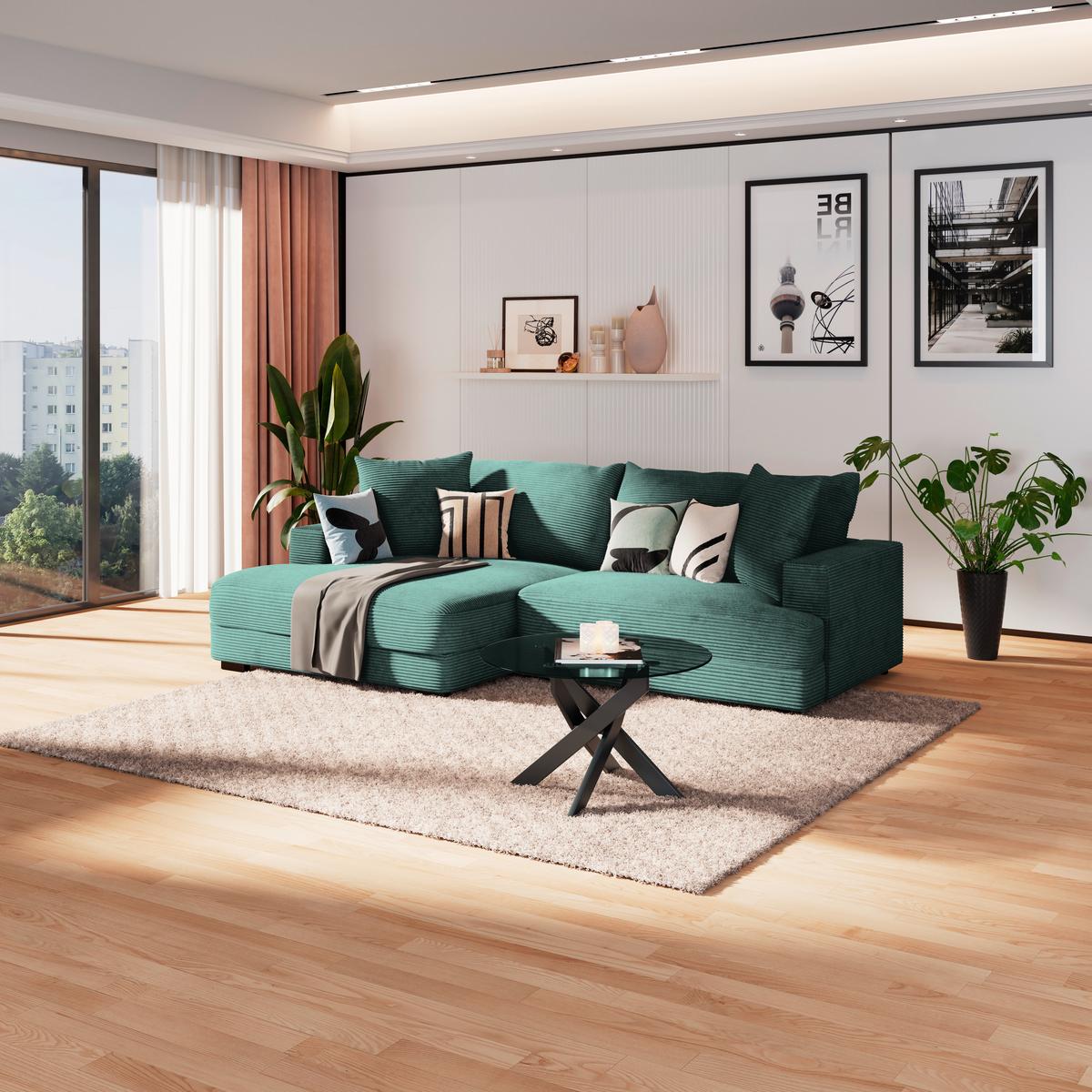 Kutna Garnitura Pelle - tamno zelena/crna, Moderno, tekstil (180/265cm) - Modern Living
