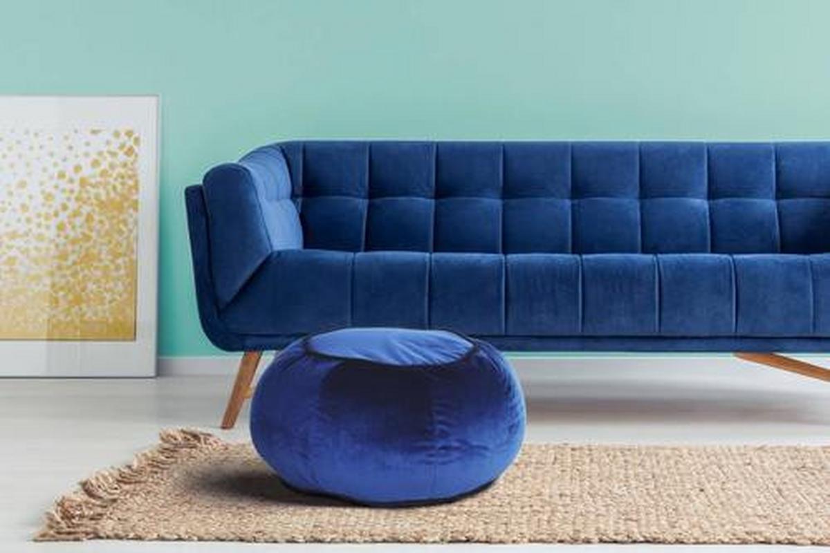 POUF Pouf Taj Mahal DxH: 65x35 cm - Blau, MODERN, Textil (65/35/65cm) - Kayoom
