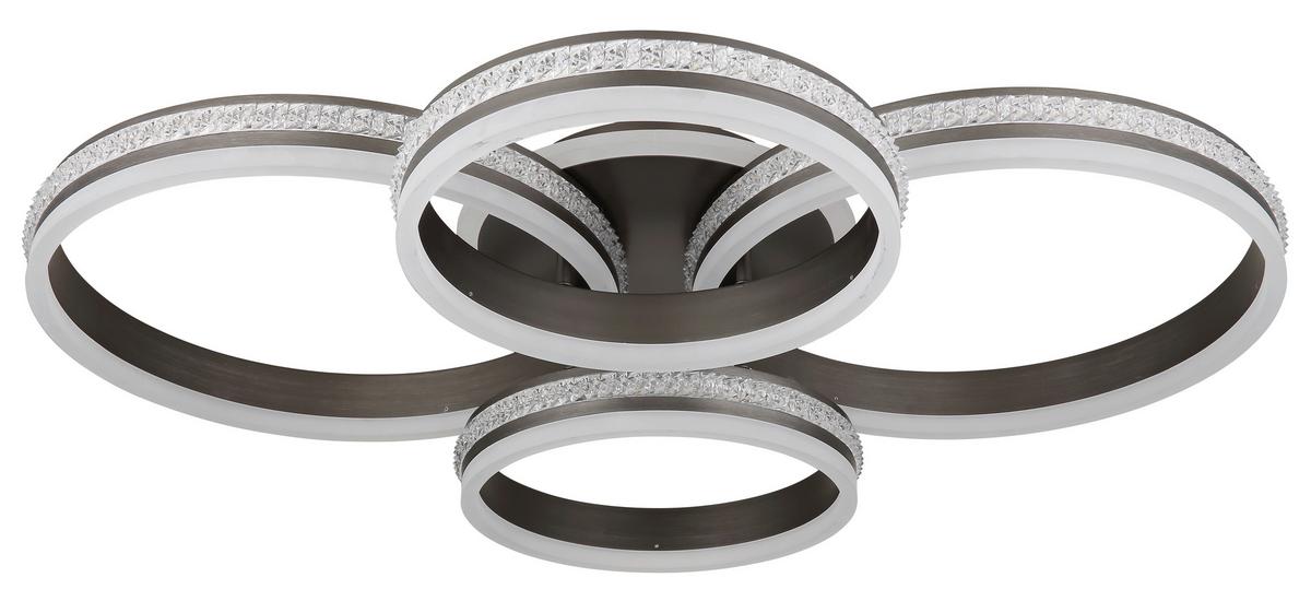 LED-Deckenleuchte Grouni Opal/Titanfarben max. 90 Watt - Klar/Titanfarben, Design, Kunststoff/Metall (85/68,5/15cm) - Globo