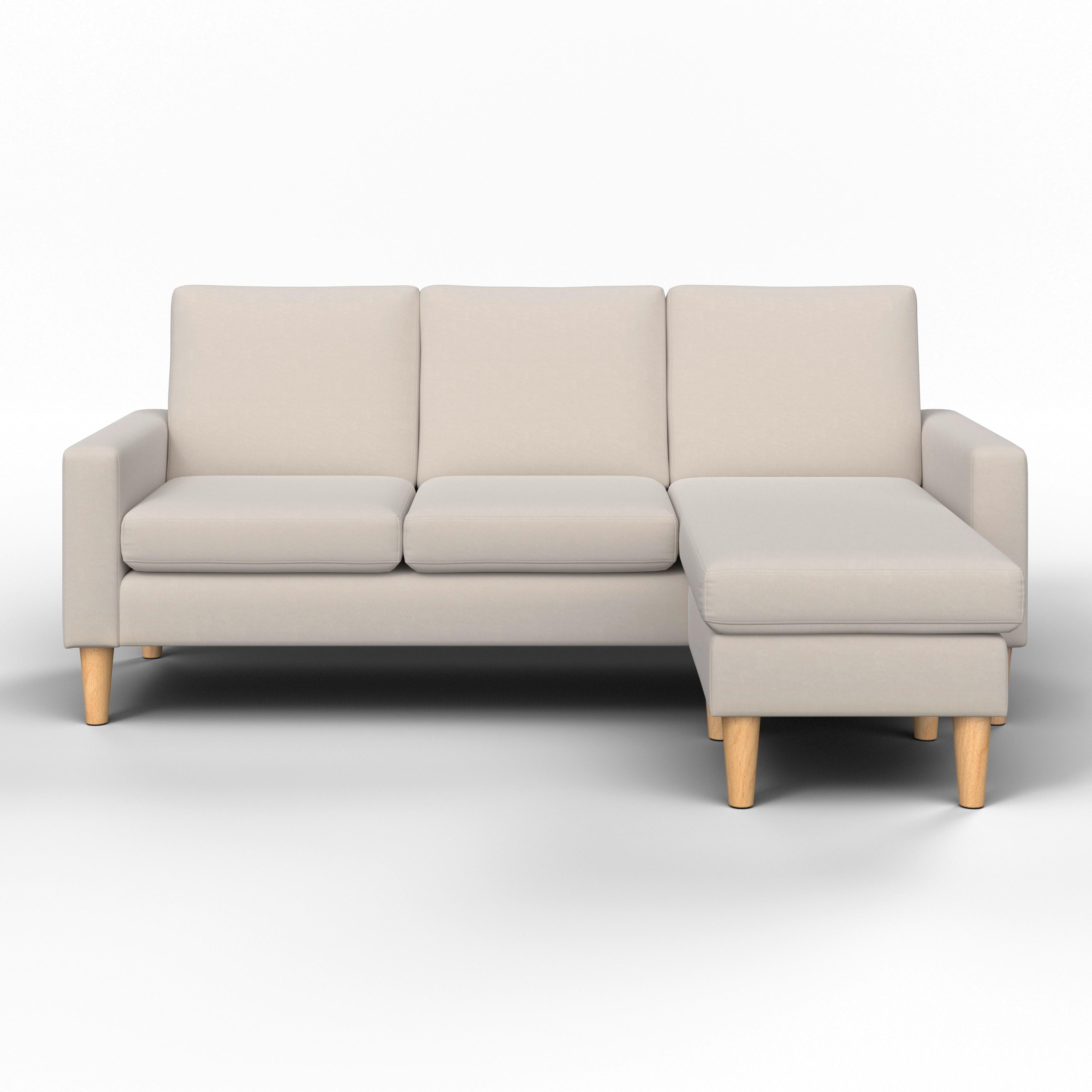 Wohnlandschaft Noemie Beige Webstoff - Beige/Naturfarben, MODERN, Holz/Textil (198/86/78-135cm) - Bessagi Home