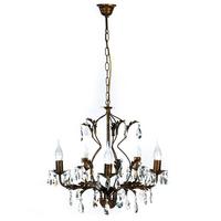Kristall-Hängeleuchte Teresa Bronzefarben max. 6 Watt - Bronzefarben, KONVENTIONELL, Glas/Metall (53/100cm)