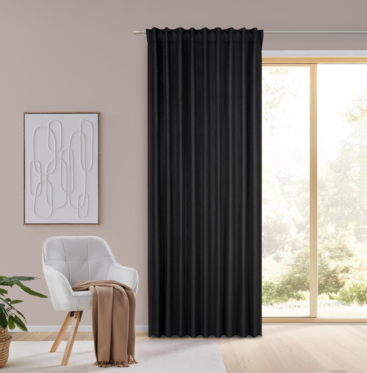 Fertigvorhang Ulrich Schwarz Ca. 135x245cm - Schwarz, Textil (135/245cm) - Modern Living
