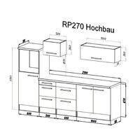 Küchenzeile mit Geräte Weiß/Grau B: ca. 270 cm - Edelstahlfarben/Eichefarben, Basics, Holzwerkstoff/Metall (270cm) - Respekta