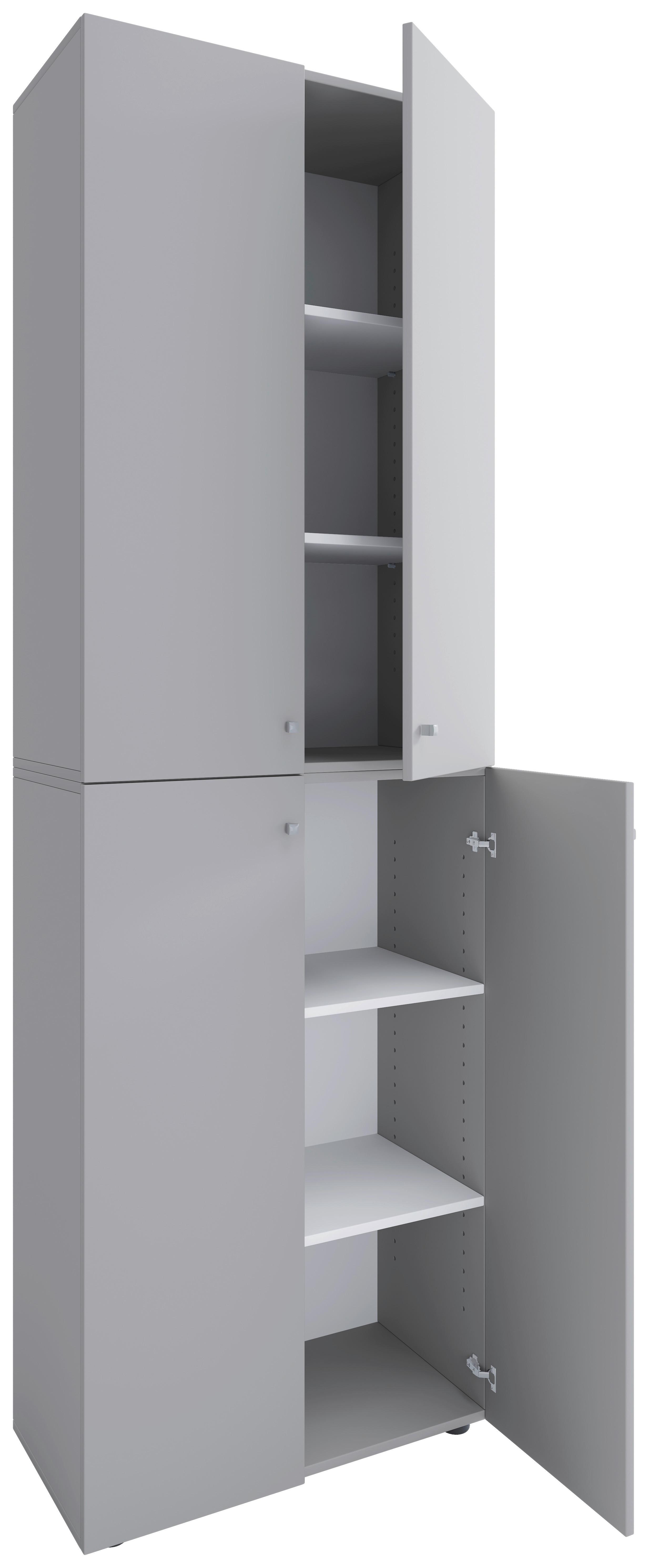 Schuhschrank Lona 2xl Dt - Silberfarben/Schwarz, Design, Holzwerkstoff/Kunststoff (70/220/40cm) - MID.YOU