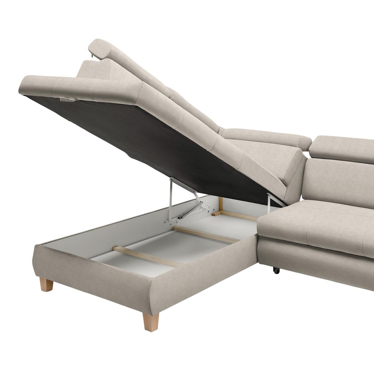 Ecksofa Lugo Greige - Greige, MODERN, Holz/Kunststoff (205/98/266cm) - Mömax