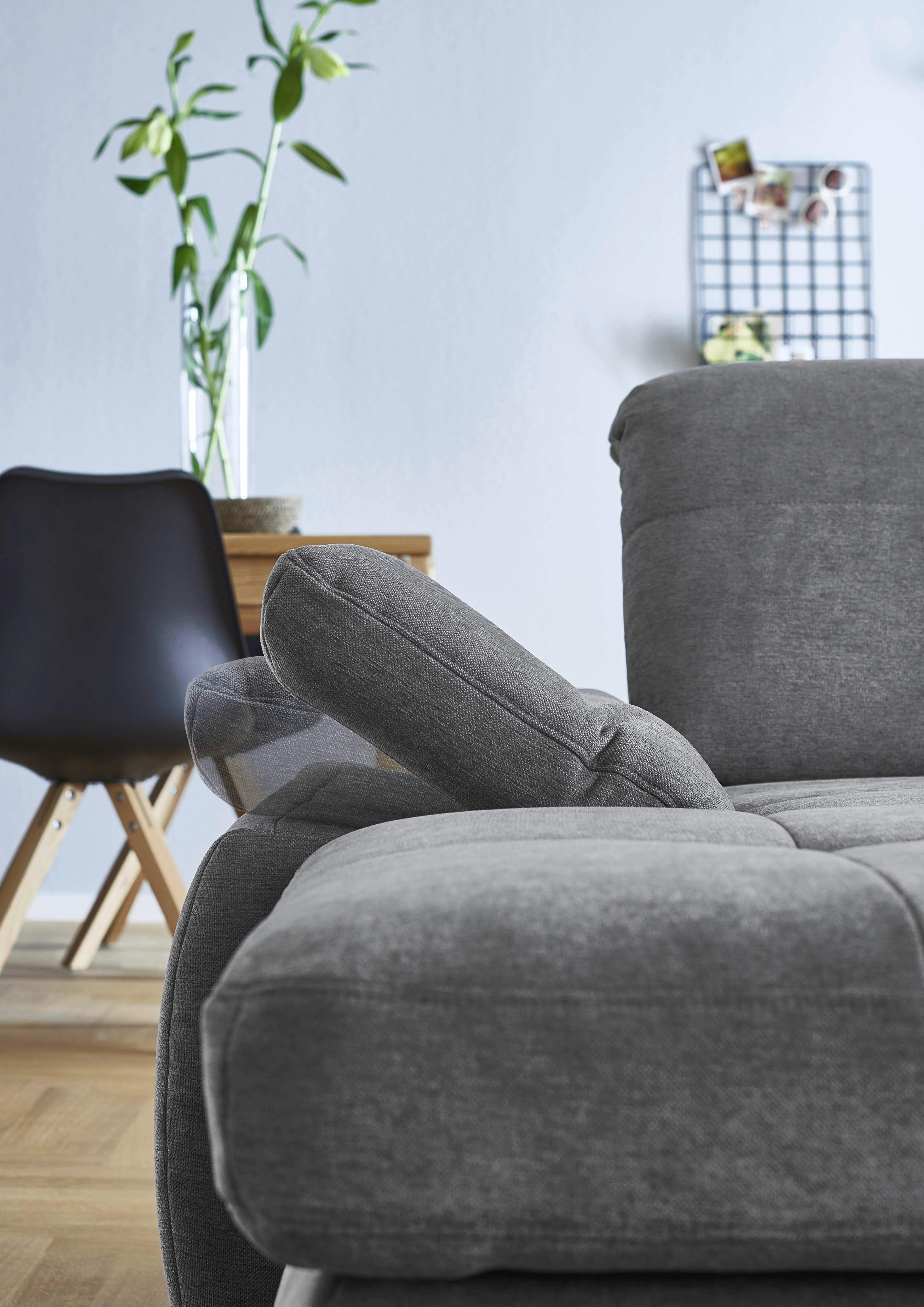 U-alakú Kanapé Paso - ezüstszínű, Konventionell, faalapú anyag/fém (374/83/260cm) - Premium Living