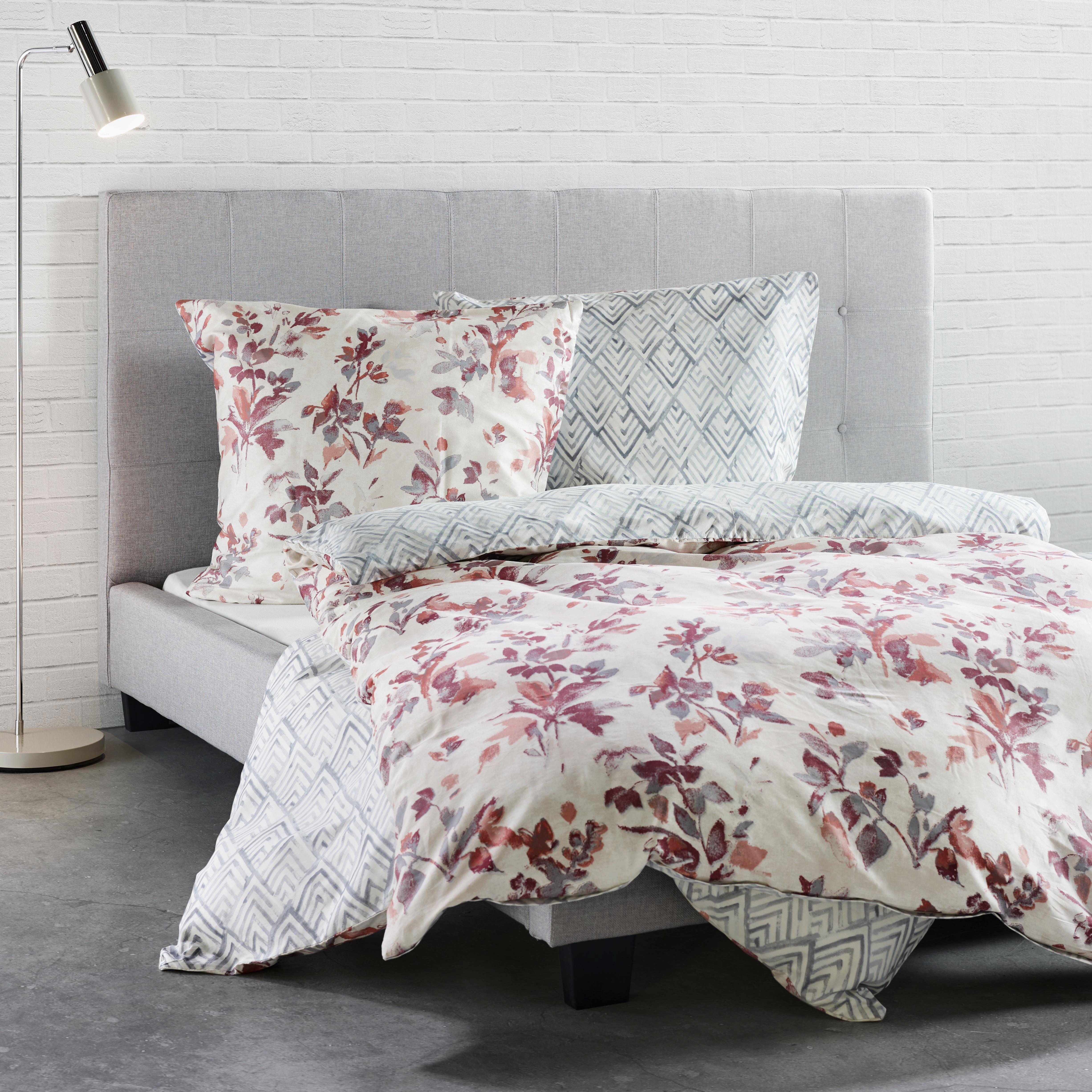 Bettwäsche Ibena Baumwollsatin - Rosa/Grau, MODERN, Textil - Ibena-LÖSCHEN