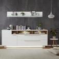 Sideboard in Weiß/Eichefarben - Edelstahlfarben/Eichefarben, MODERN, Holzwerkstoff/Metall (215/84/42cm) - Premium Living Sideboard in Weiß/Eichefarben - Edelstahlfarben/Eichefarben, MODERN, Holzwerkstoff/Metall (215/84/42cm) - Premium Living