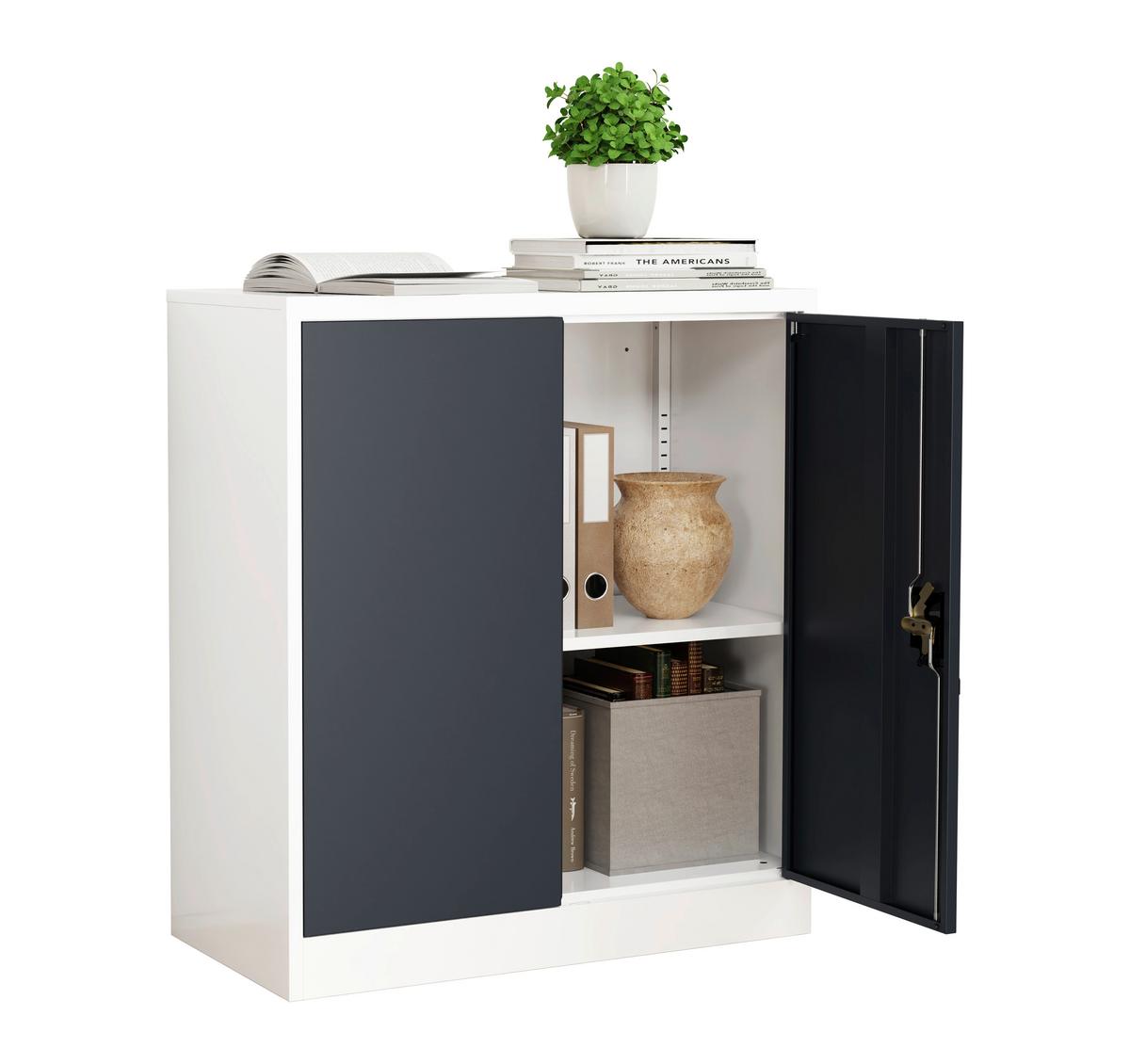 Aktenschrank Malivo - Weiss/Anthrazit, Konventionell, Metall (80/90/40cm) - MID.YOU