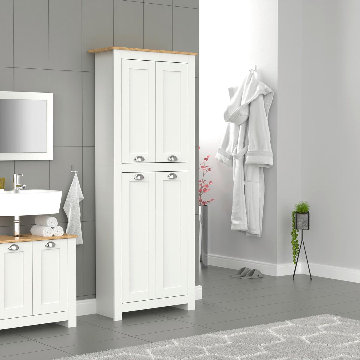 DREHTÜRENSCHRANK BALUSA - Honigeiche/Weiss, Lifestyle, Holzwerkstoff (72/184/31,5cm) - MID.YOU