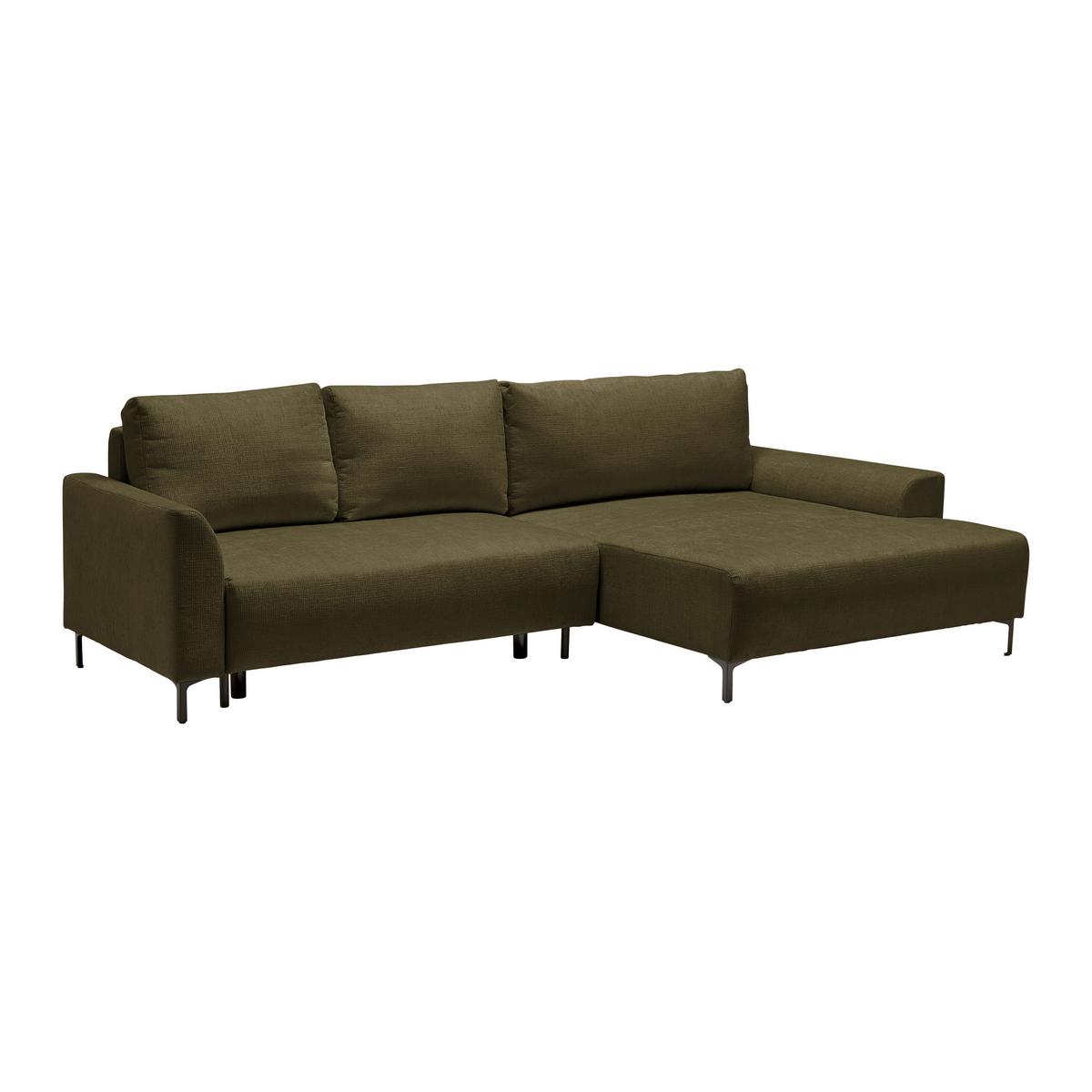 Ecksofa Integra Olivgrün - Schwarz/Olivgrün, Textil/Metall (294/81-93/170cm) - Mömax