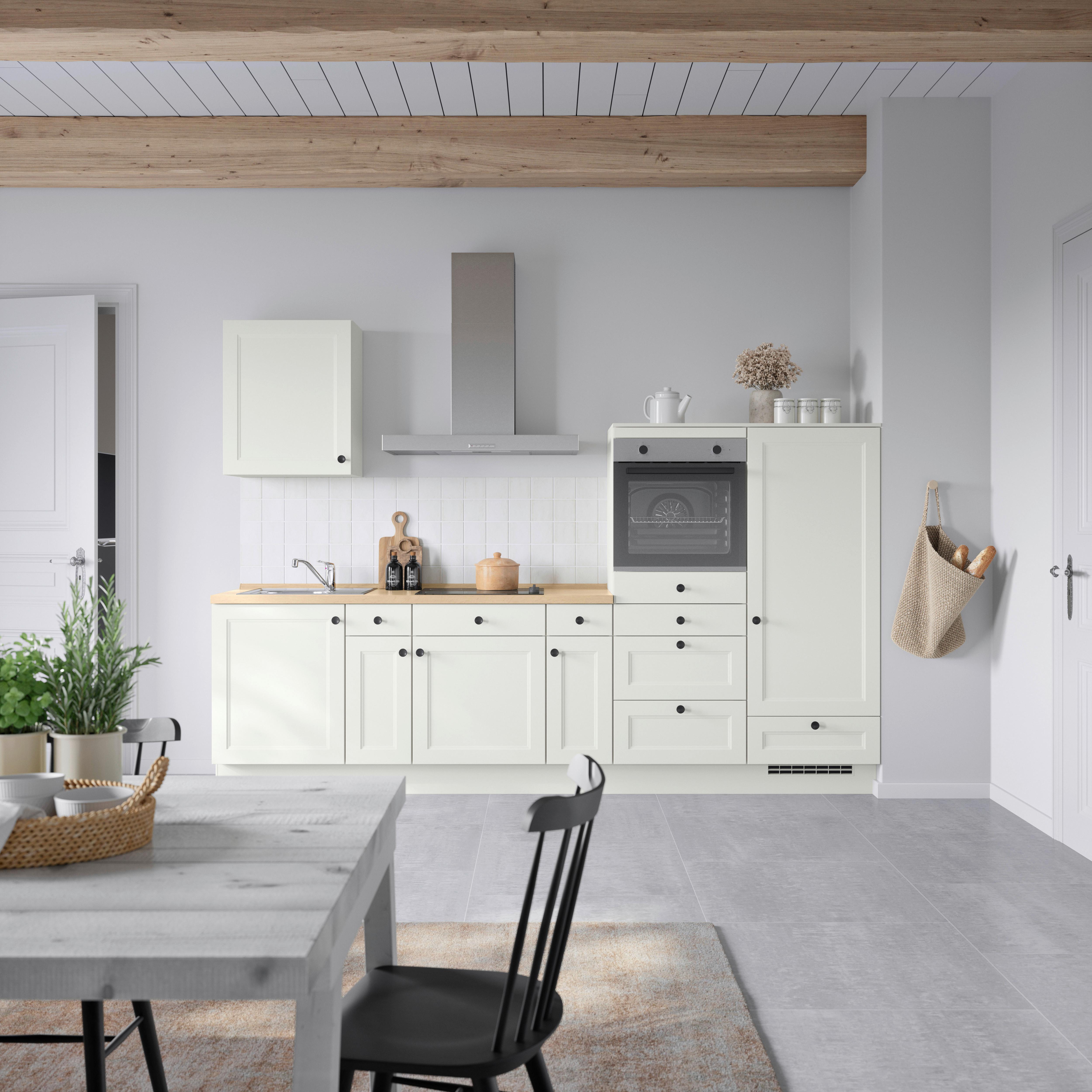 Küchenblock Cascada Low m. Geräten Weiß - Eichefarben/Schwarz, MODERN, Holzwerkstoff/Metall (300cm) - Nobilia