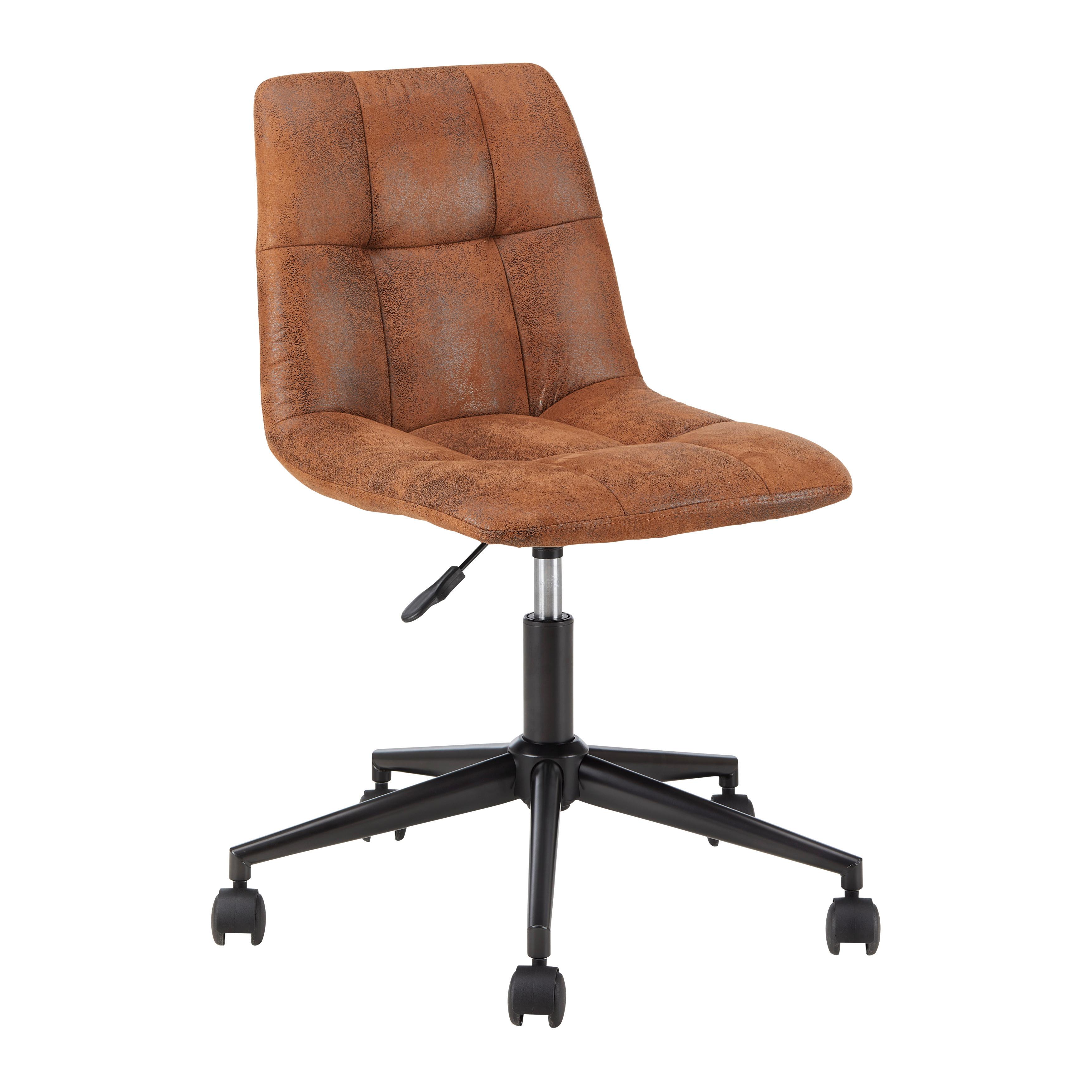 Drehstuhl Clelie Braun Mikrofaser - Schwarz/Braun, MODERN, Holz/Kunststoff (45/79-89/57cm) - Bessagi Home