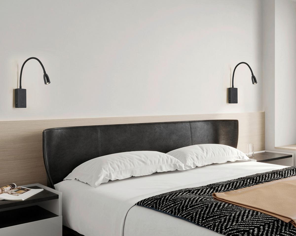 LED-Wandleuchte Witi Schwarz max. 2 Watt - Schwarz, MODERN, Kunststoff/Metall (3,08/7/max 49,65cm) - Mömax