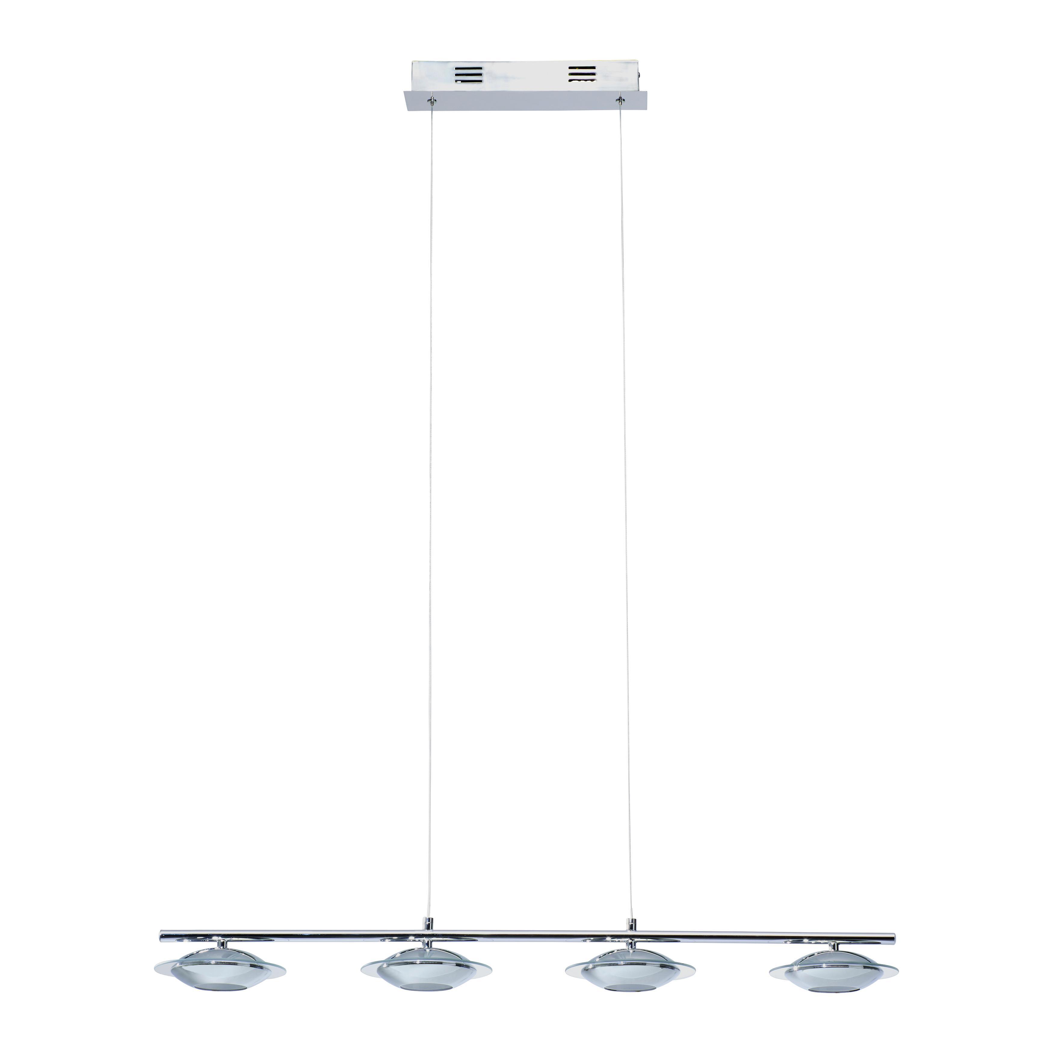 LED-Hängeleuchte max. 20 Watt 'Palu' - Chromfarben, Glas/Metall (90/16,5/120cm) - Bessagi Home