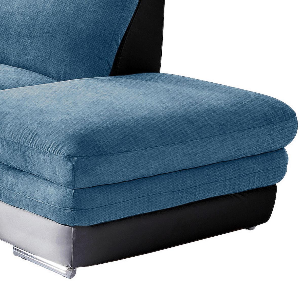 Wohnlandschaft in Blau/Schwarz ´NARDO´ - Blau/Chromfarben, MODERN, Textil/Metall (264/221cm) - MID.YOU