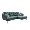 Wohnlandschaft Baggio Blau Velours - Blau/Buchefarben, MODERN, Holz/Textil (277/162cm) - Livetastic