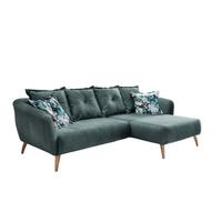 Wohnlandschaft Baggio Blau Velours - Blau/Buchefarben, MODERN, Holz/Textil (277/162cm) - Livetastic