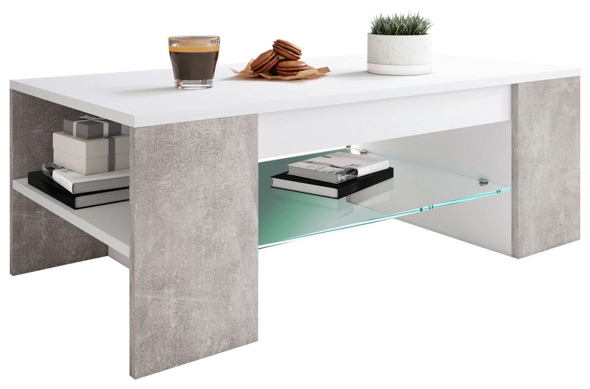 Klubska Miza Tunas, Bela, Beton - siva, Moderno, leseni material (100/50/35cm) - MID.YOU